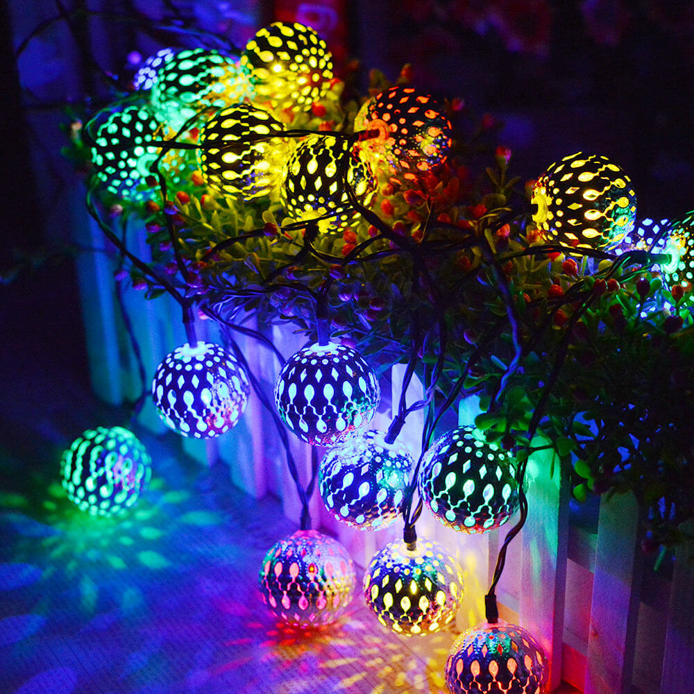 Globe String Lights - Metal - Solar Powered - Elegant Outdoor Lighting - Image 6