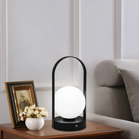 Globe Table Lamp - Metal and Glass - LED Rechargeable - Modern Style