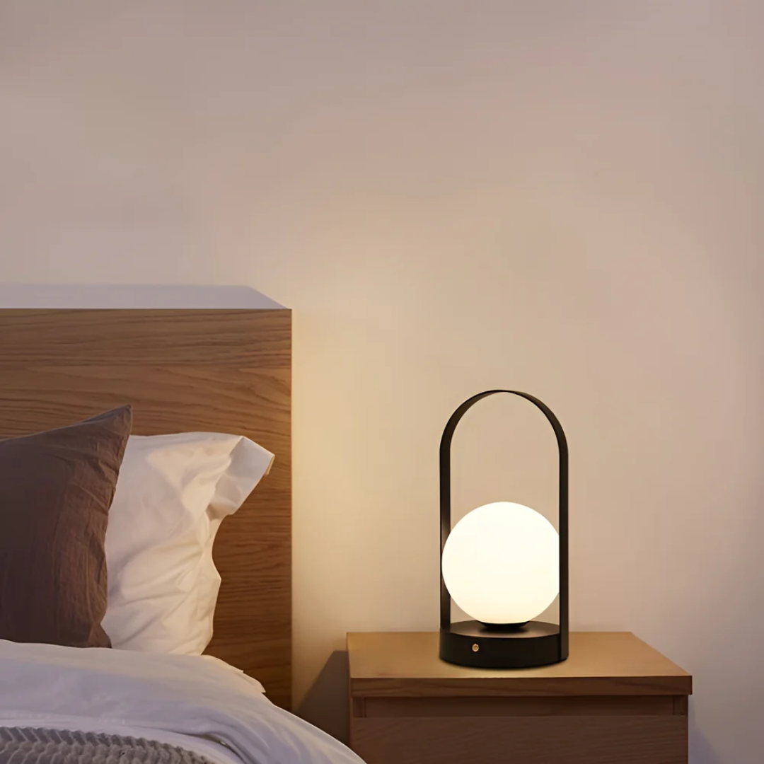 Globe Table Lamp - Metal and Glass - LED Rechargeable - Modern Style - Image 4