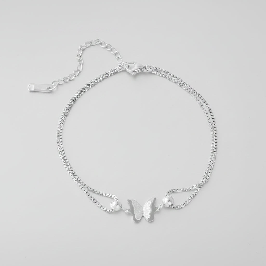 Gold Butterfly Charm Anklet – 18K Gold Plated Stainless Steel, Perfect for Everyday Wear