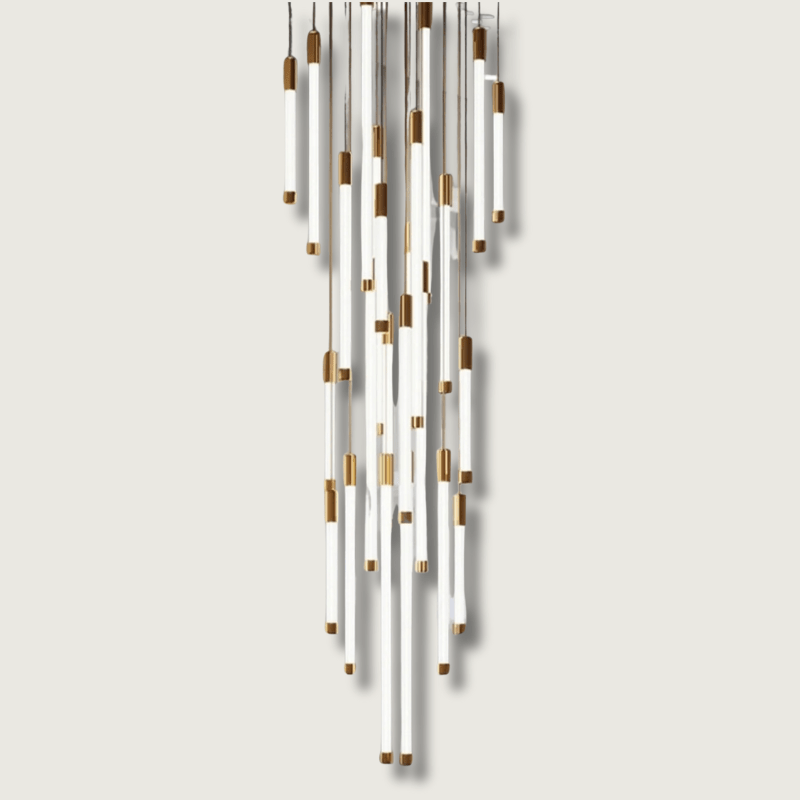 Gold LED Staircase Chandelier – Modern Pendant Light