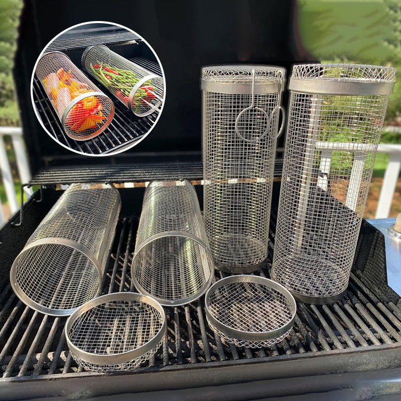 GrillMaster BBQ Grill Basket | 360° Rotating | Even Heat Distribution | Stainless Steel Design