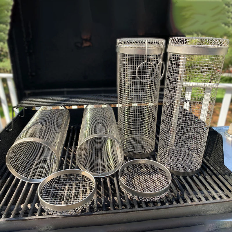 GrillMaster BBQ Grill Basket | 360° Rotating | Even Heat Distribution | Stainless Steel Design