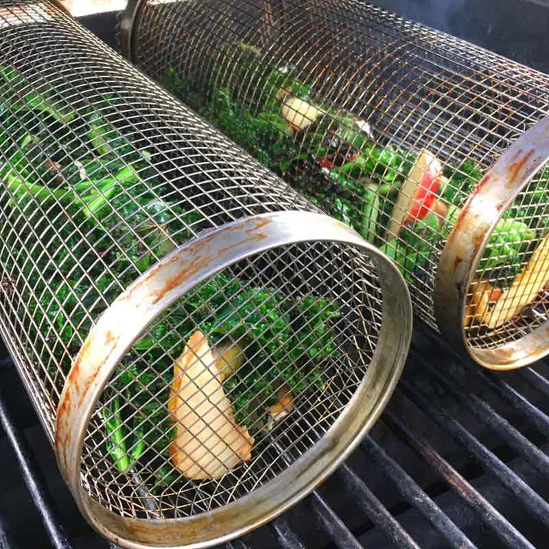 GrillMaster BBQ Grill Basket | 360° Rotating | Even Heat Distribution | Stainless Steel Design