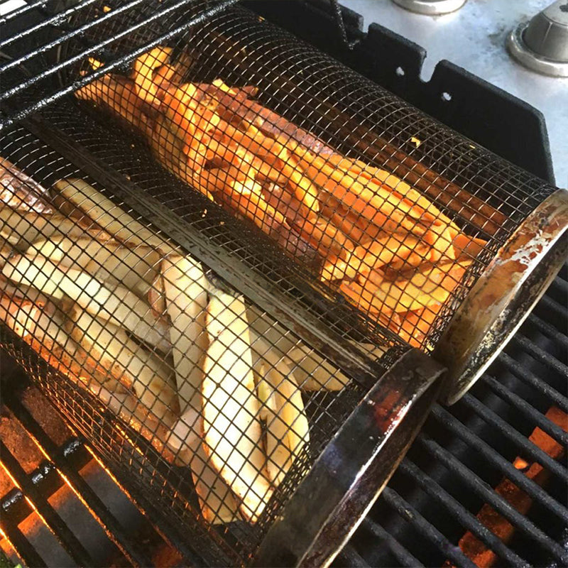 GrillMaster BBQ Grill Basket | 360° Rotating | Even Heat Distribution | Stainless Steel Design