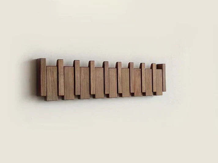 HarmonyCoat Wooden Piano Coat Rack – Stylish Wall Decor & Practical Storage Organizer