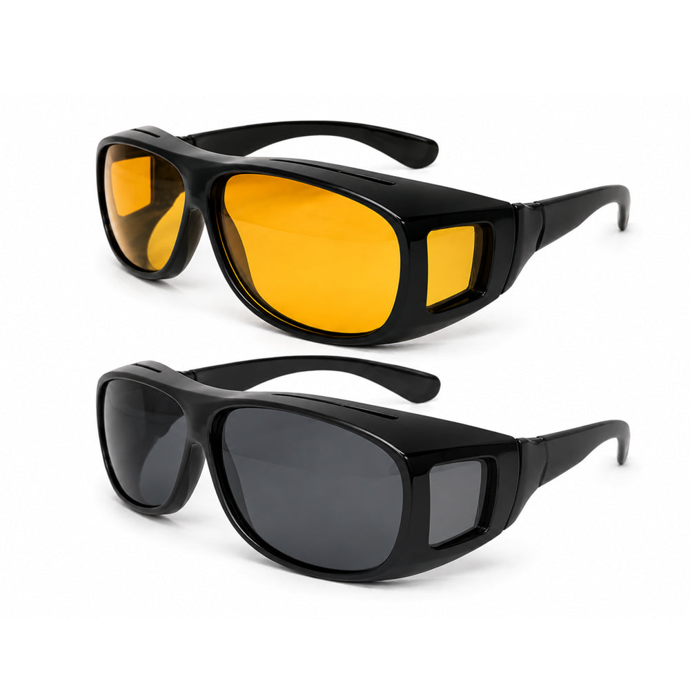 HD-Vision Glasses - 2-Pack Day & Night Polarized Glasses (Perfect for Car Driving, Sports, Night Driving & UV Sunglasses)