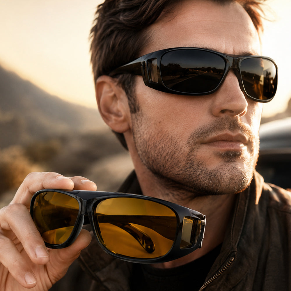HD-Vision Glasses - 2-Pack Day & Night Polarized Glasses (Perfect for Car Driving, Sports, Night Driving & UV Sunglasses)