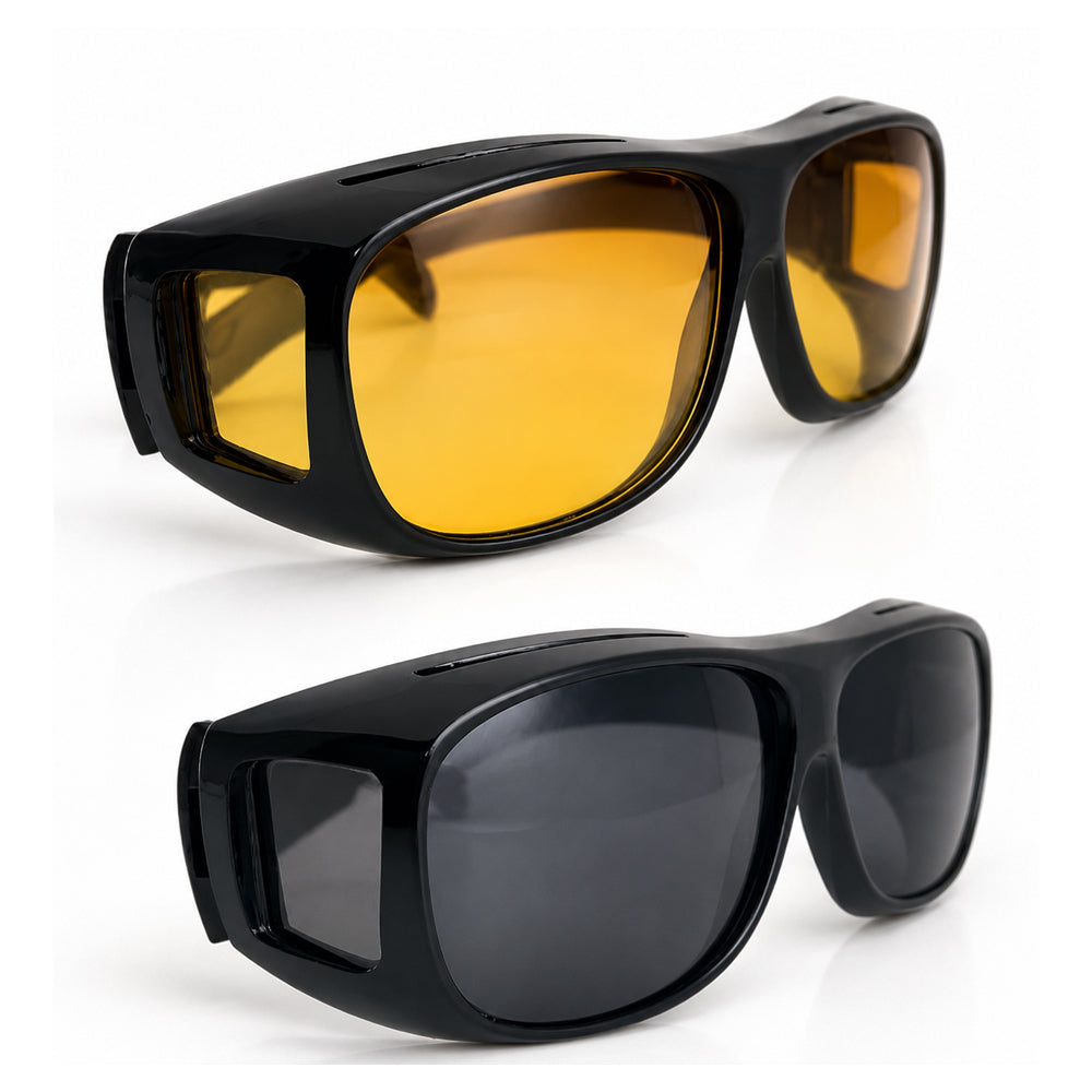 HD-Vision Glasses - 2-Pack Day & Night Polarized Glasses (Perfect for Car Driving, Sports, Night Driving & UV Sunglasses)