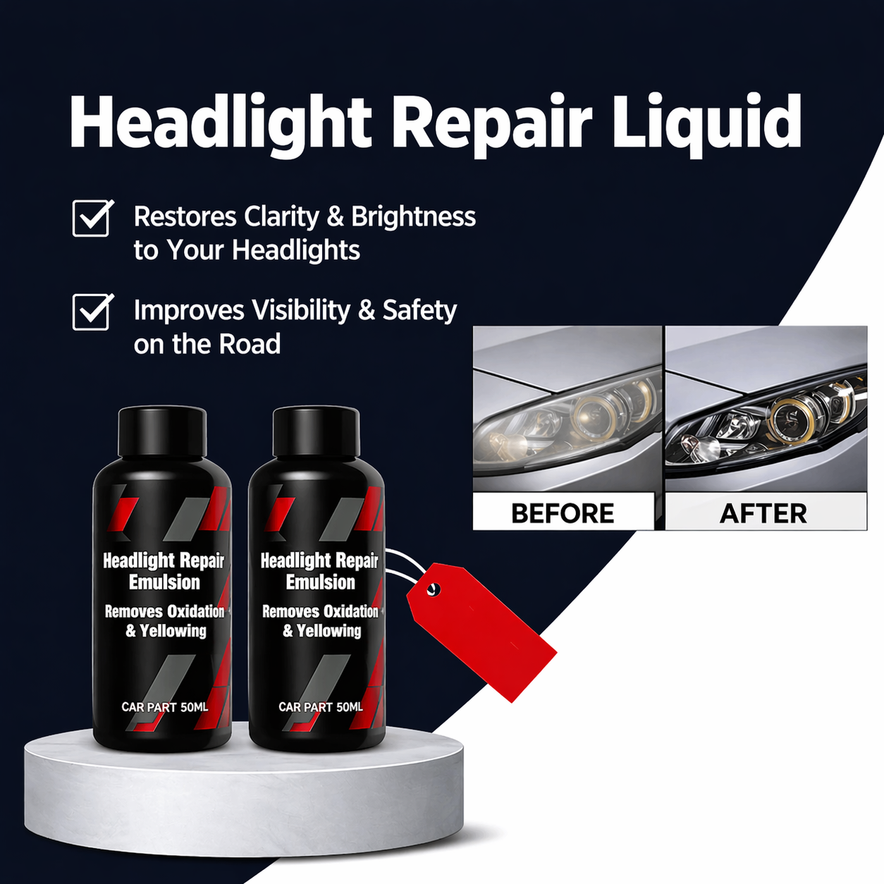 Headlight Restoration Fluid | Removes Yellowing | Instantly Clear | UV Protection | BrightLite