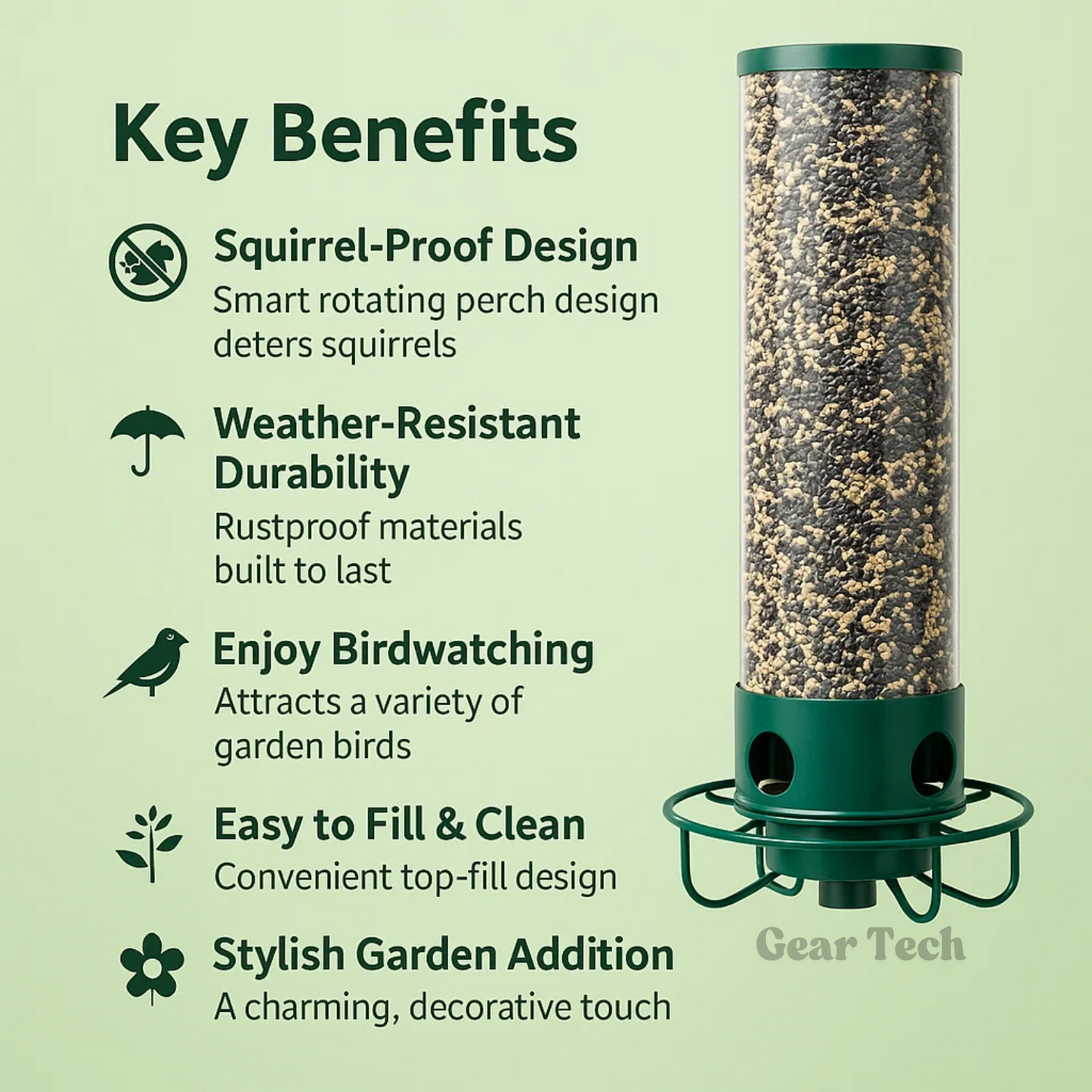 Heavy-Duty Squirrel-Proof Bird Feeder - Metal Design