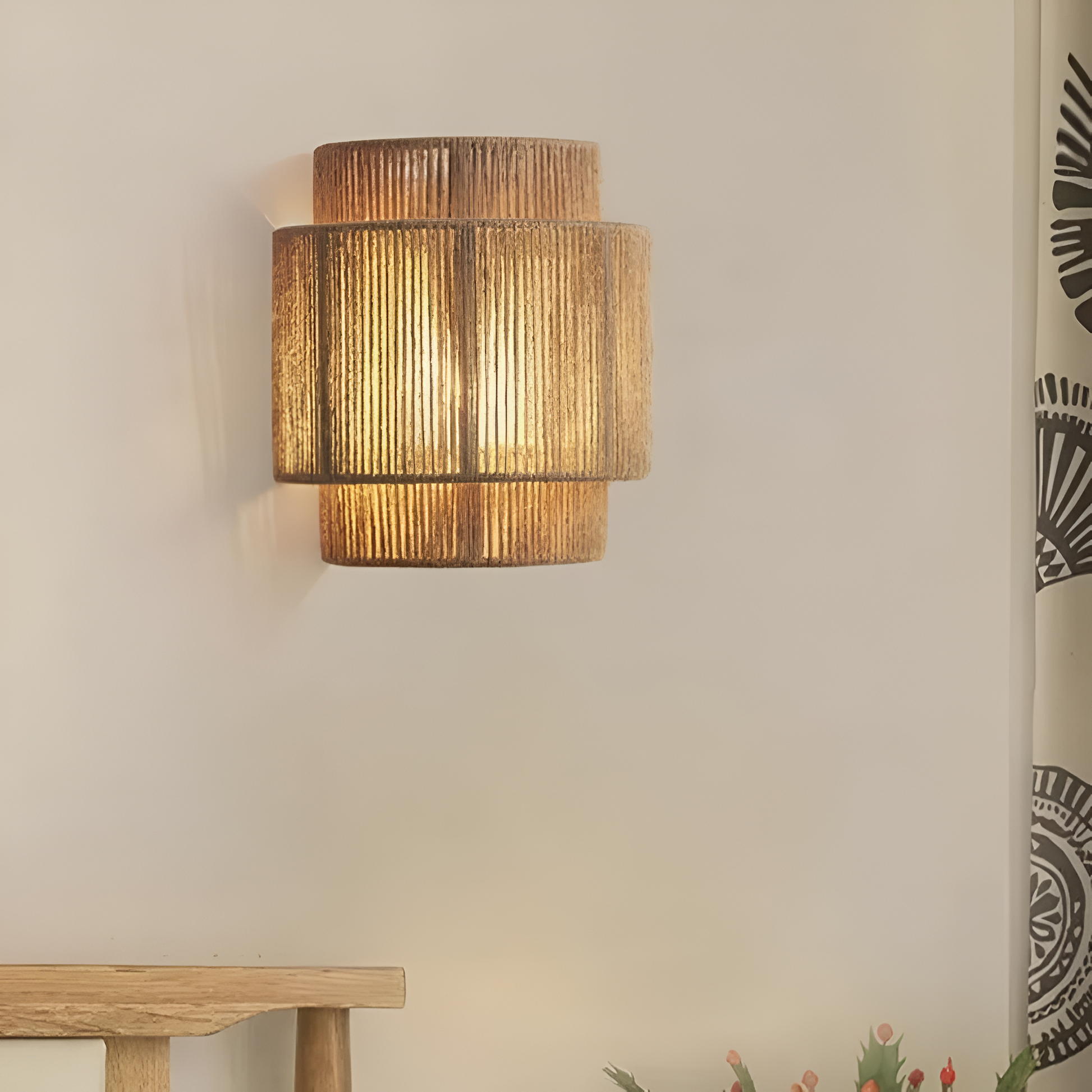 Hemp Rope Wall Sconce - Bohemian Style - Rustic Wall Lamp - LED - 1-Light - Image 3