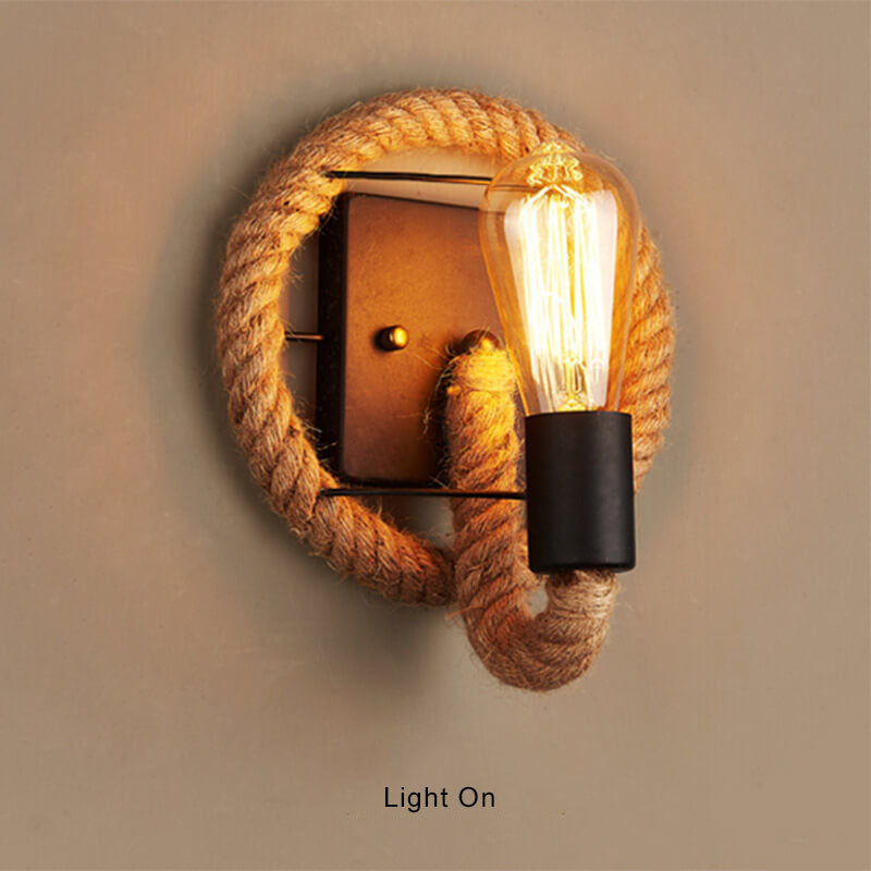 Hemp Rope Wall Sconce - Industrial - Farmhouse - Round Lighting Fixture - Image 2