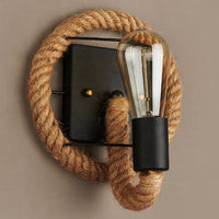 Hemp Rope Wall Sconce - Industrial - Farmhouse - Round Lighting Fixture