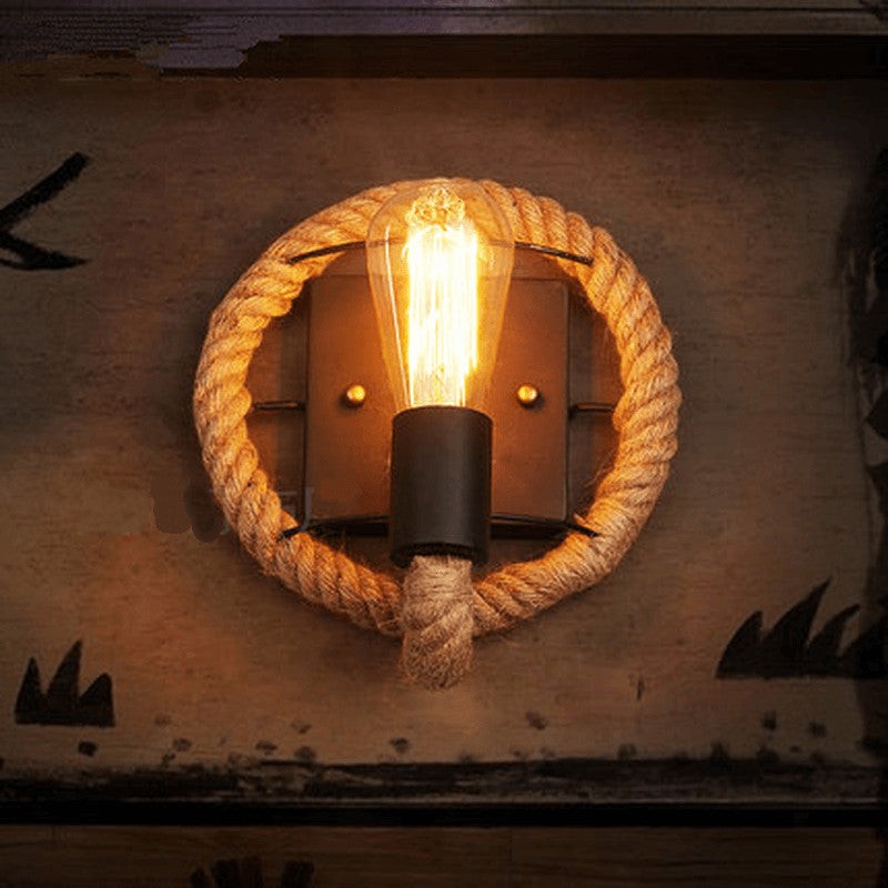 Hemp Rope Wall Sconce - Industrial - Farmhouse - Round Lighting Fixture - Image 4
