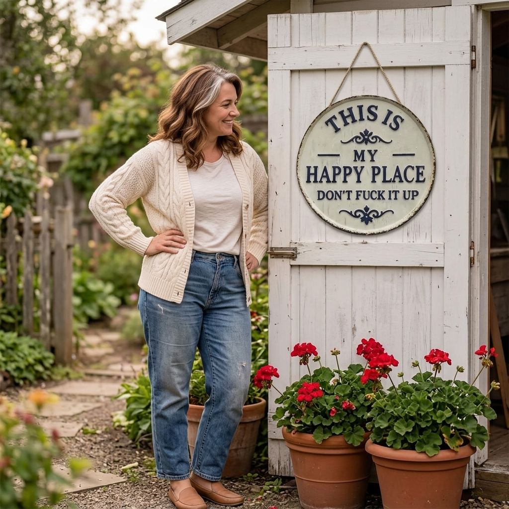 Hollyfield – Vintage Metal Happy Place Sign
