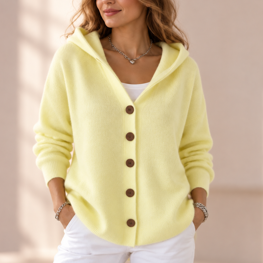 Hooded A-Line Knit Cardigan