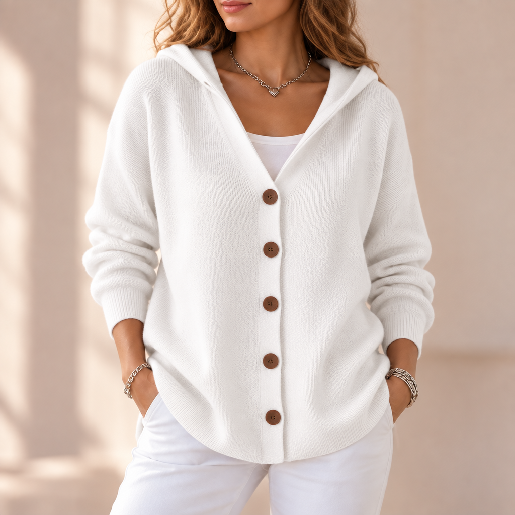 Hooded A-Line Knit Cardigan