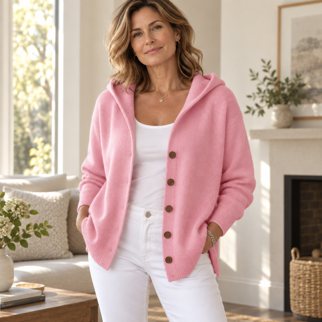 Hooded A-Line Knit Cardigan