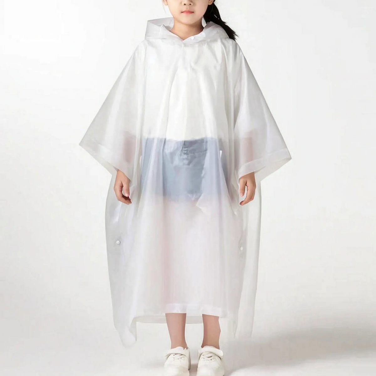 Hooded Kids' Pullover Rain Poncho