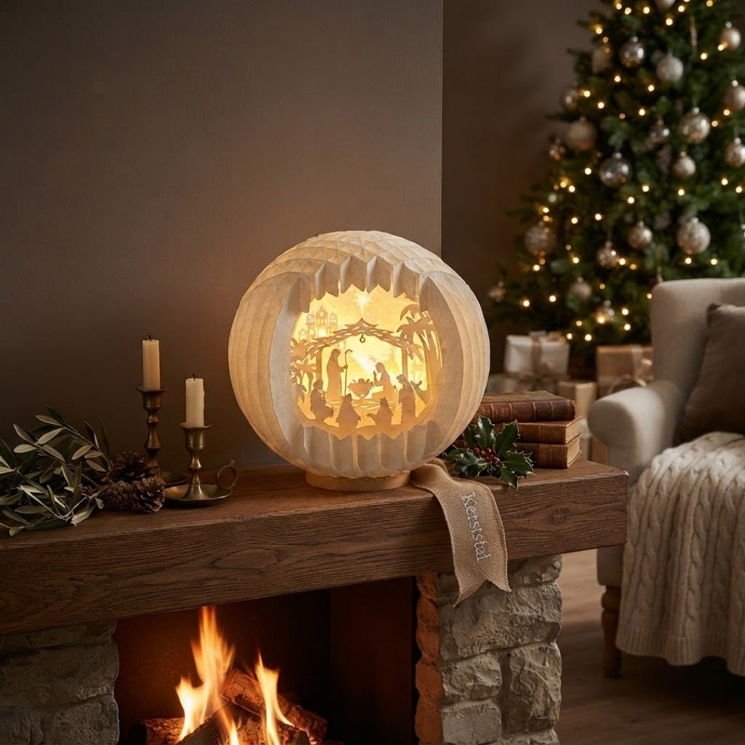 Illuminated Paper Nativity Scene