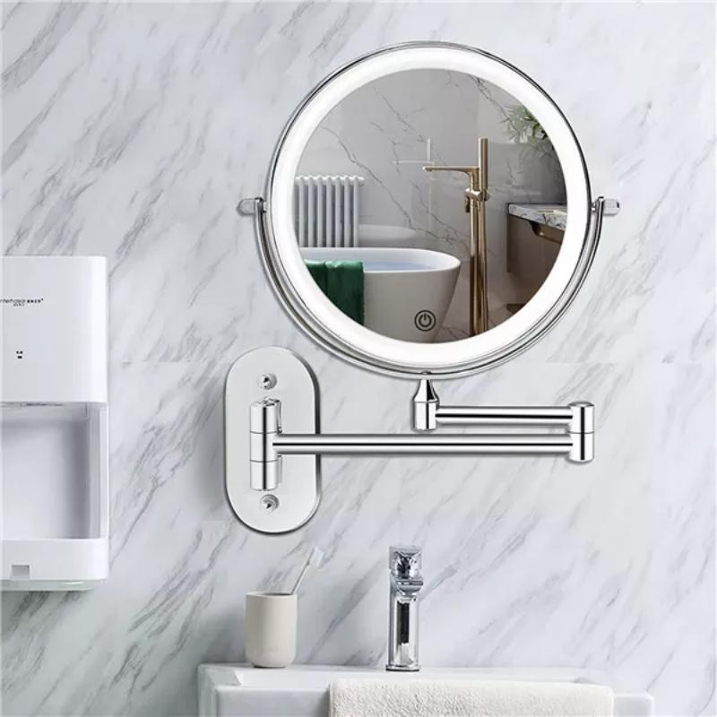Illuminated Round Mirror - Chrome Finish - Wall Mounted - 3-Color LED - Modern Style - Image 2