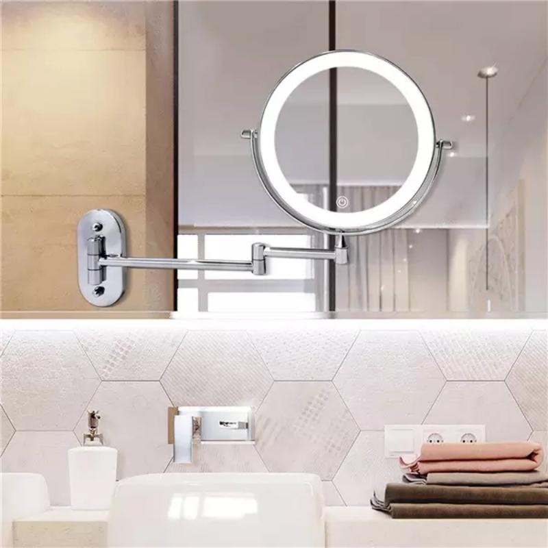 Illuminated Round Mirror - Chrome Finish - Wall Mounted - 3-Color LED - Modern Style - Image 3