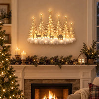 Illuminated Winter Forest Wall Decor - 3D Christmas Landscape with Deer and Warm LED Light