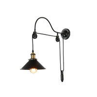 Industrial Pulley Wall Sconce - Wrought Iron - Retro Style Lighting