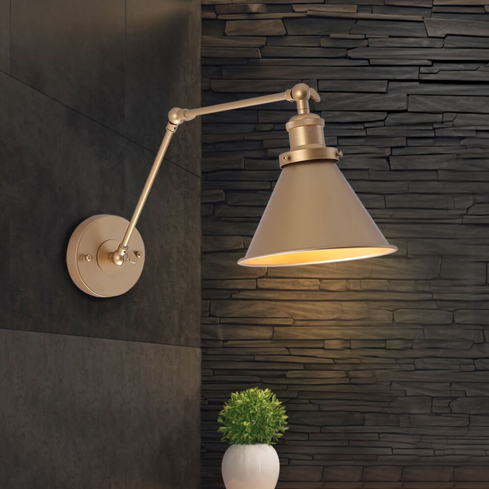 Industrial Wall Light - Metal Swing Arm Reading Sconce - Adjustable Stylish Lamp - Image 4