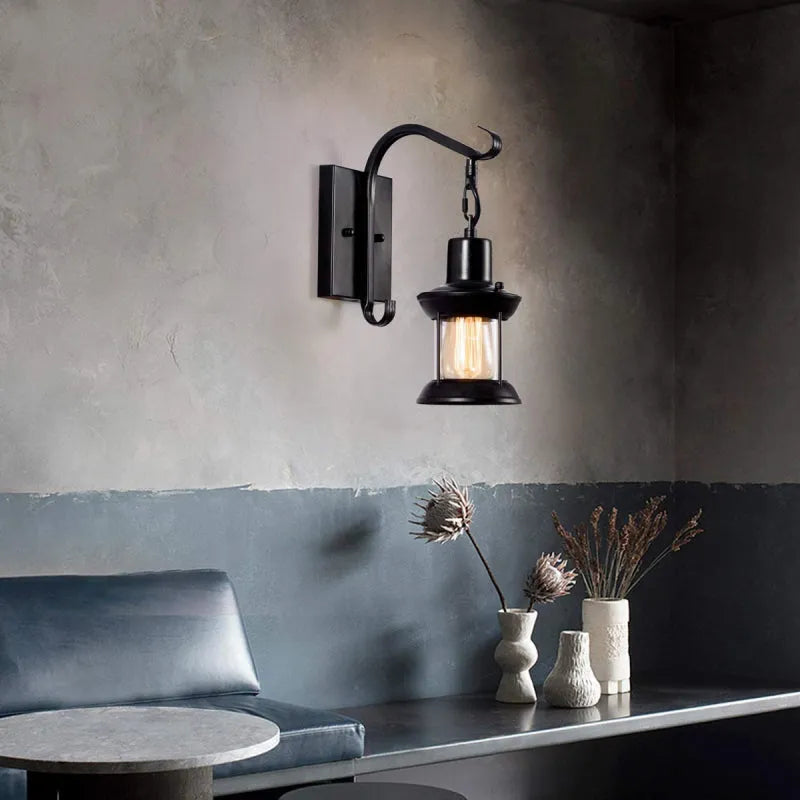 Industrial Wall Sconce - Vintage Style - Metal & Glass - Oil Bronze Finish - Image 2