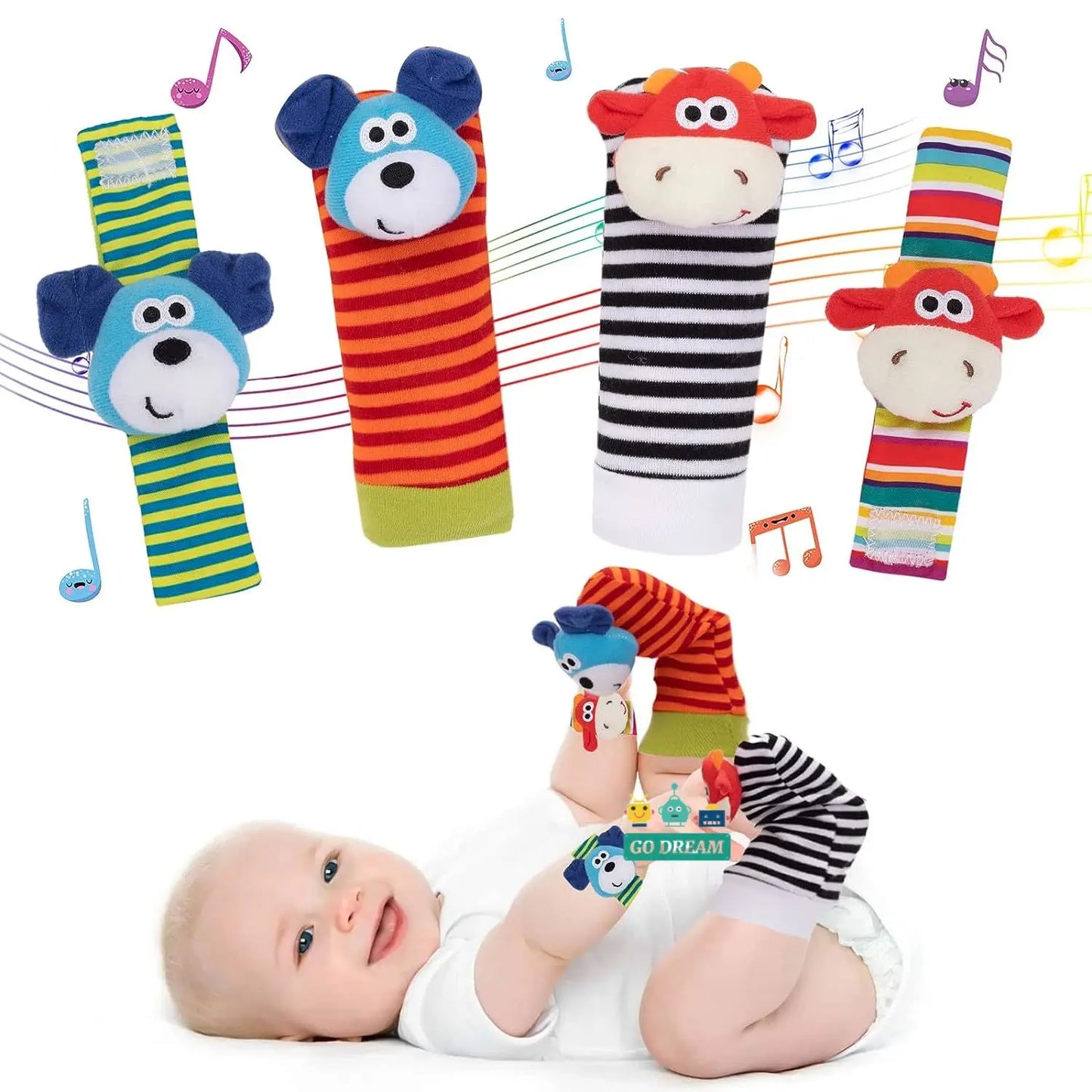 Infant Wrist Rattle Socks - Early Educational Sensory Toy