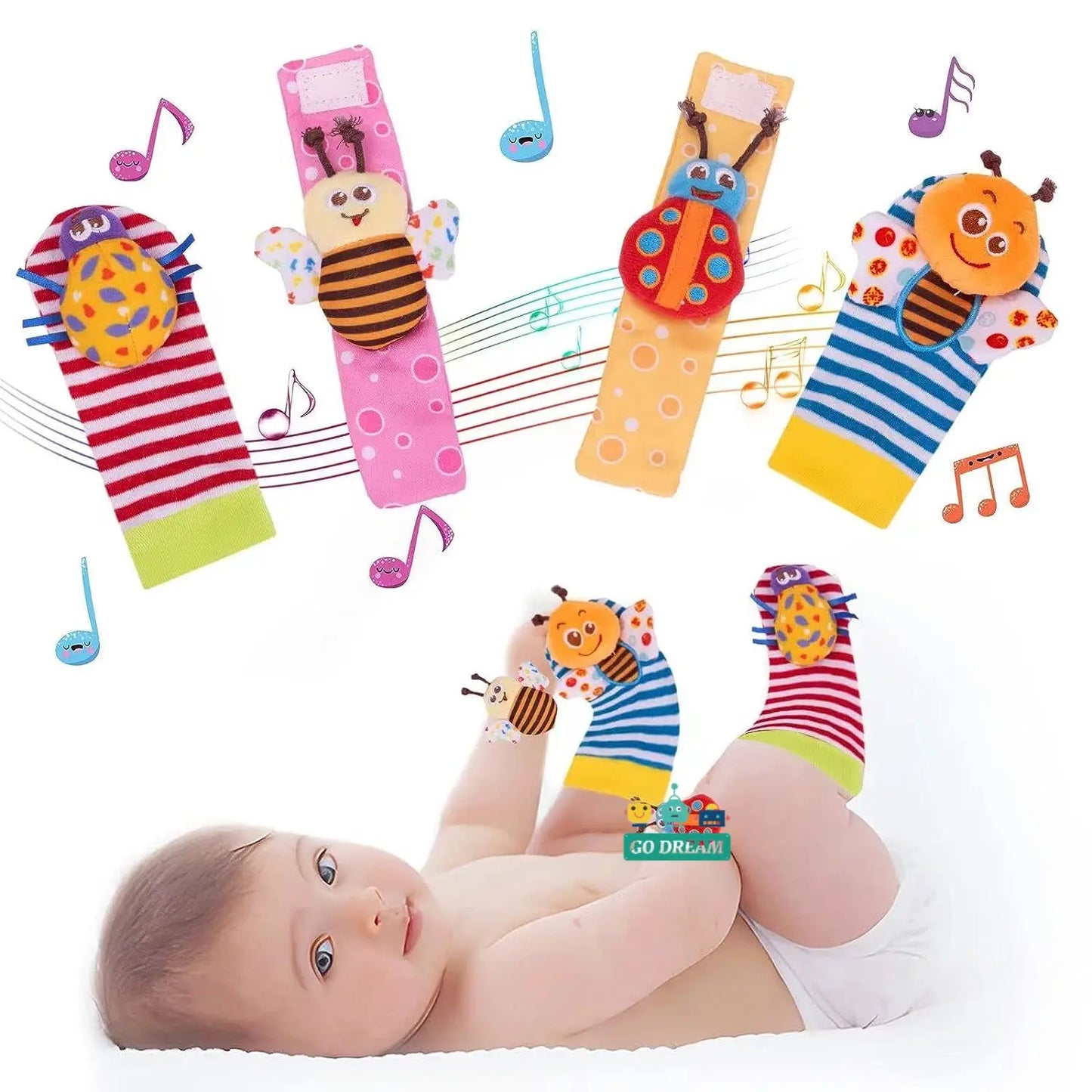 Infant Wrist Rattle Socks - Early Educational Sensory Toy