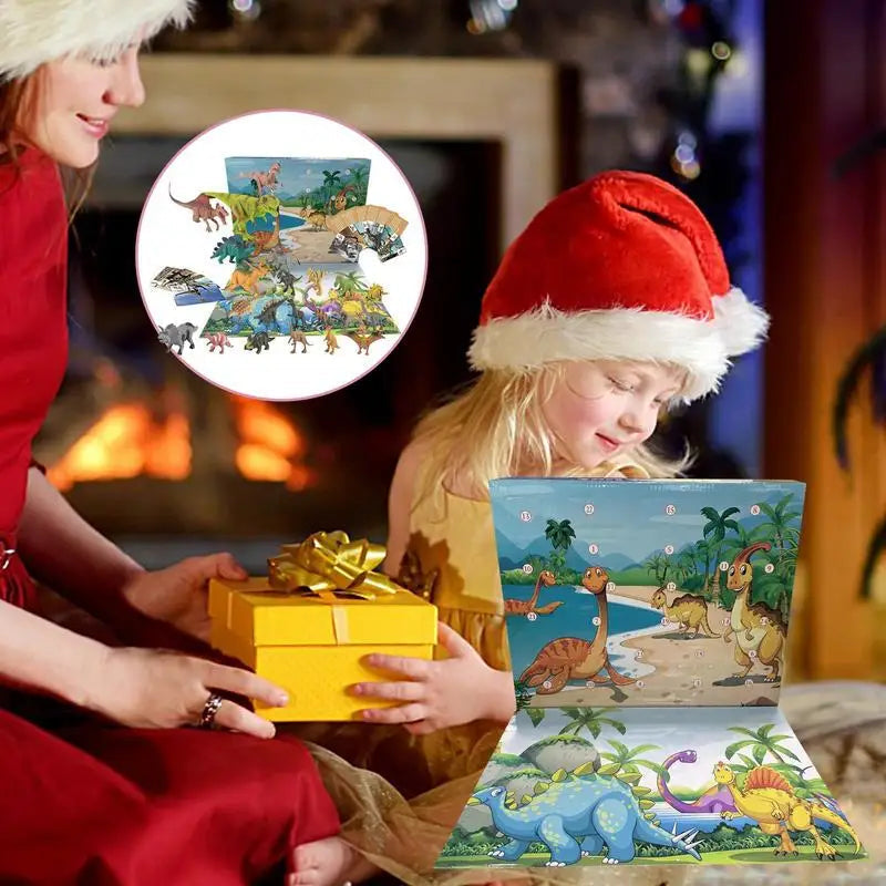 Kids' 24-Day Dinosaur Christmas Advent Calendar with 3D Figures – PVC Holiday Countdown