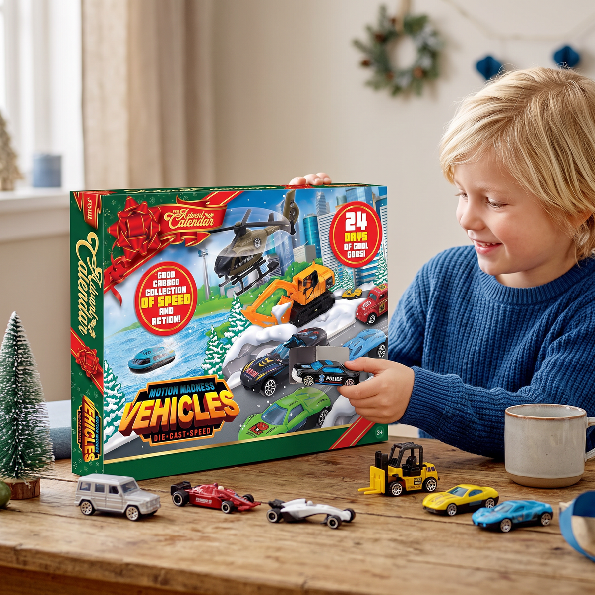 Kids' Car Advent Calendar 2026 – 24 Die-Cast Toy Cars