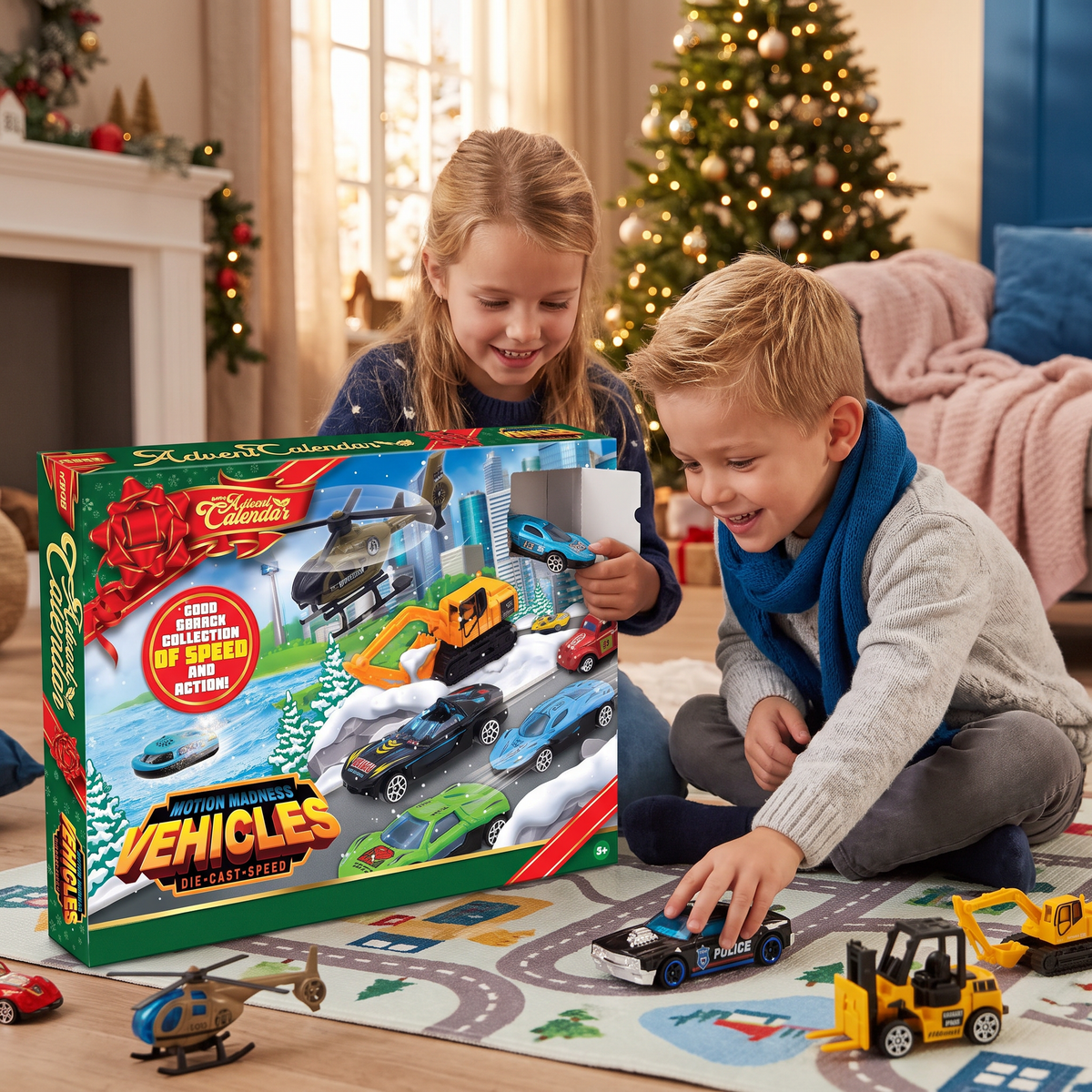 Kids' Car Advent Calendar 2026 – 24 Die-Cast Toy Cars