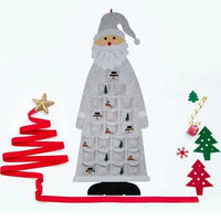 Kids' Felt Santa Advent Calendar with 24 Pockets - Colorful Holiday Decoration