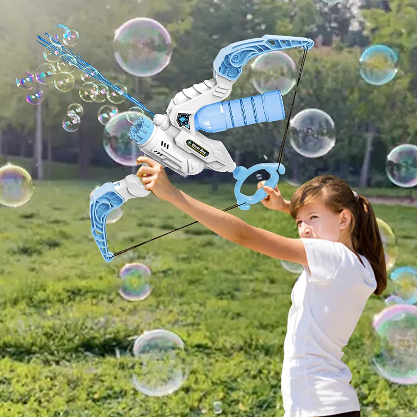 Kids Outdoor 2-in-1 Bow Bubble Machine Water Blaster Toy