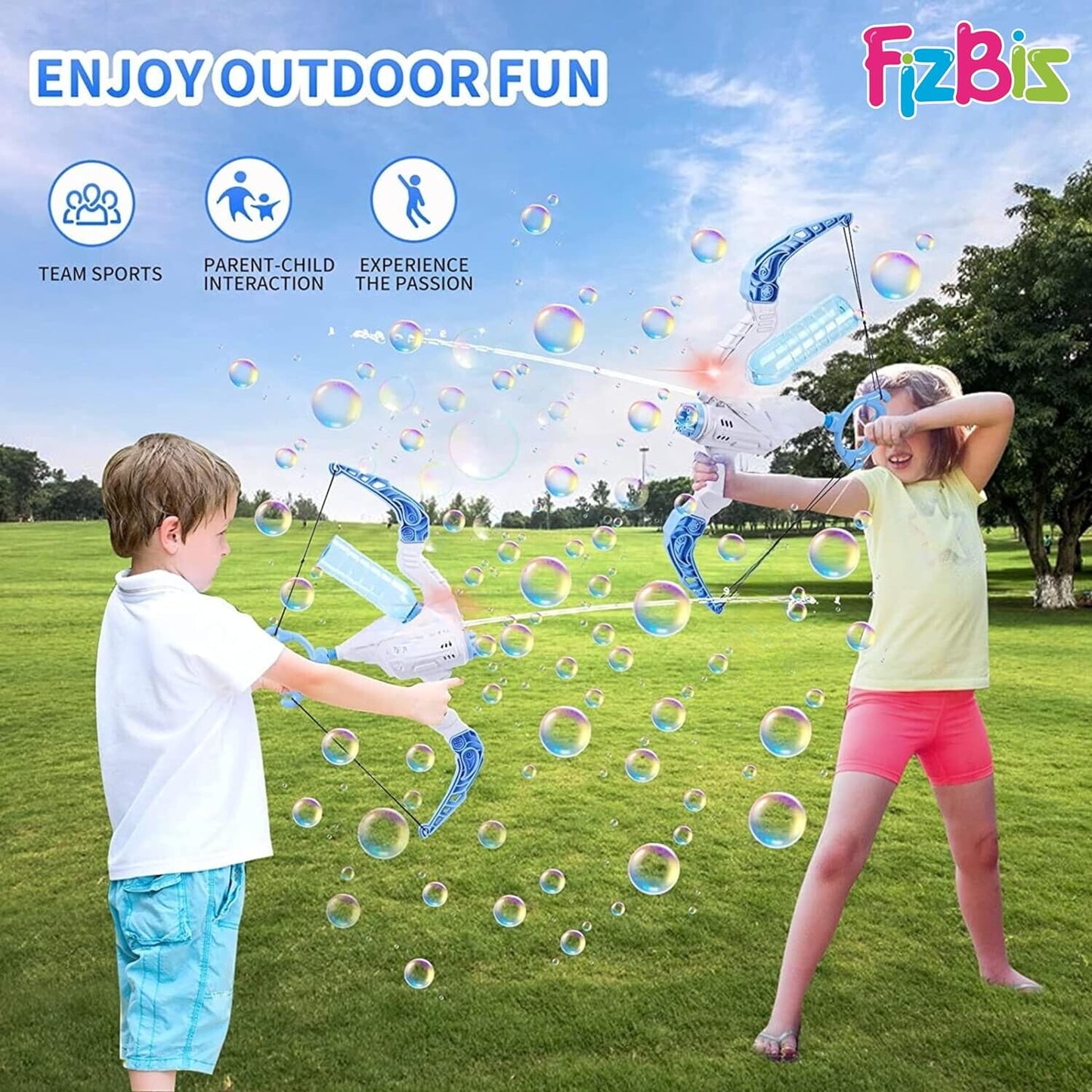 Kids Outdoor 2-in-1 Bow Bubble Machine Water Blaster Toy