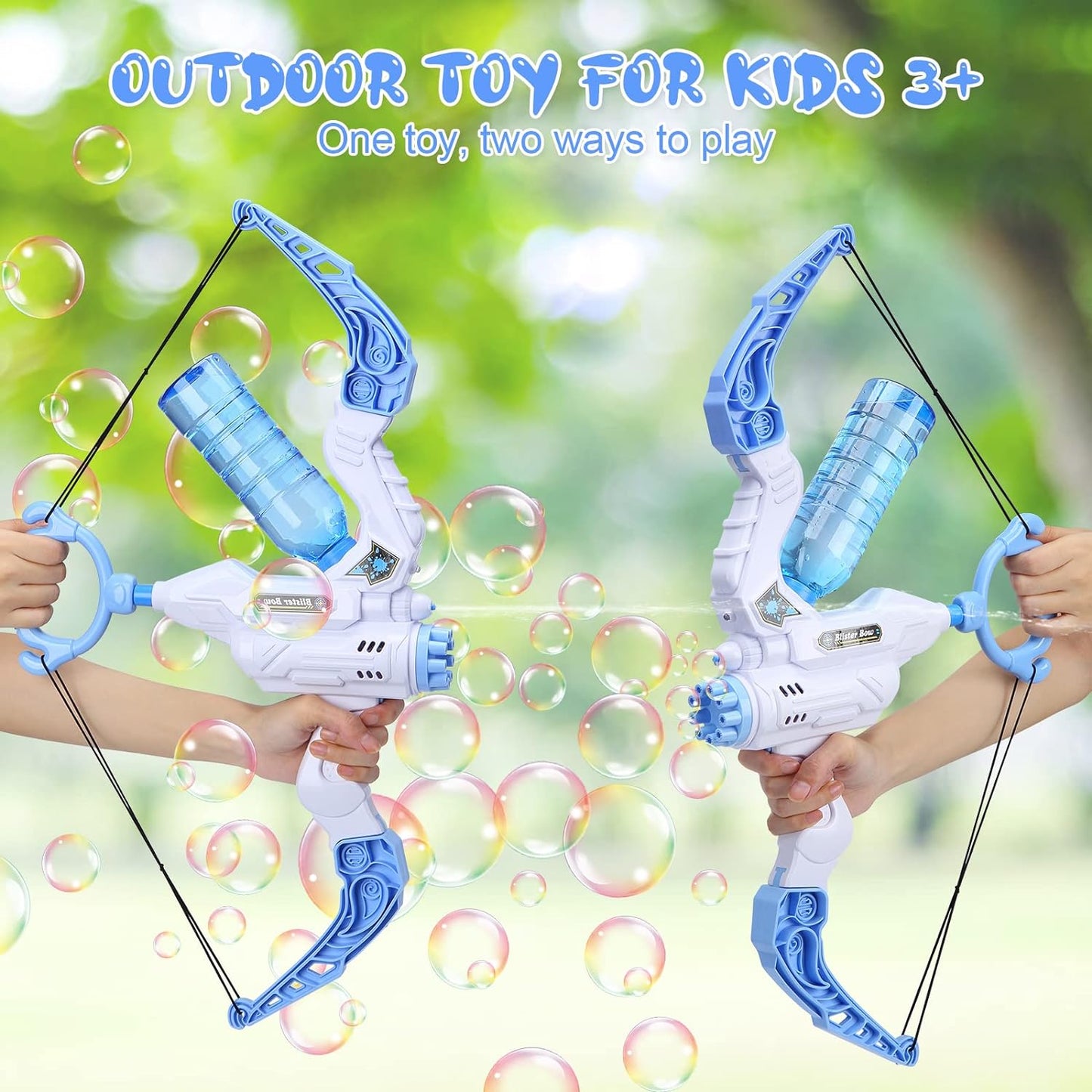 Kids Outdoor 2-in-1 Bow Bubble Machine Water Blaster Toy