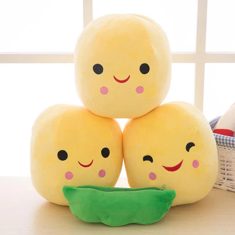 Kids' Plush Peas Doll Toy – Soft & Cuddly Companion