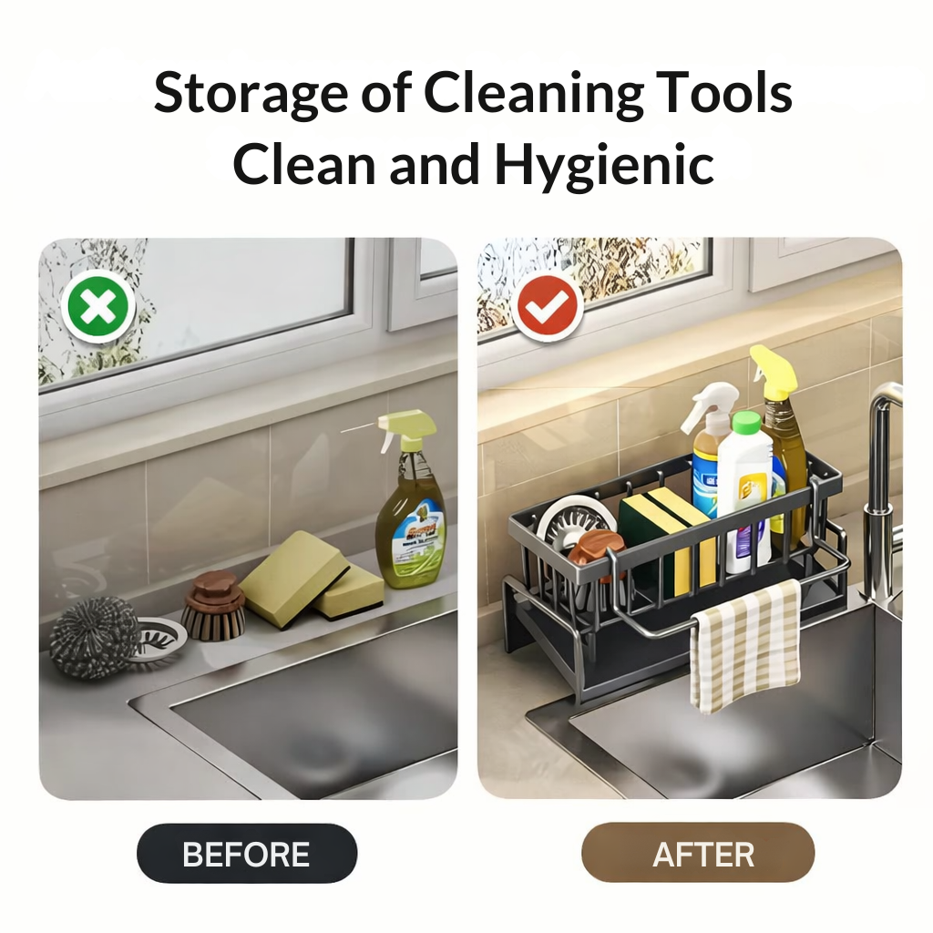 Kitchen Sink Caddy | Rustproof | With Towel Bar | AquaRack