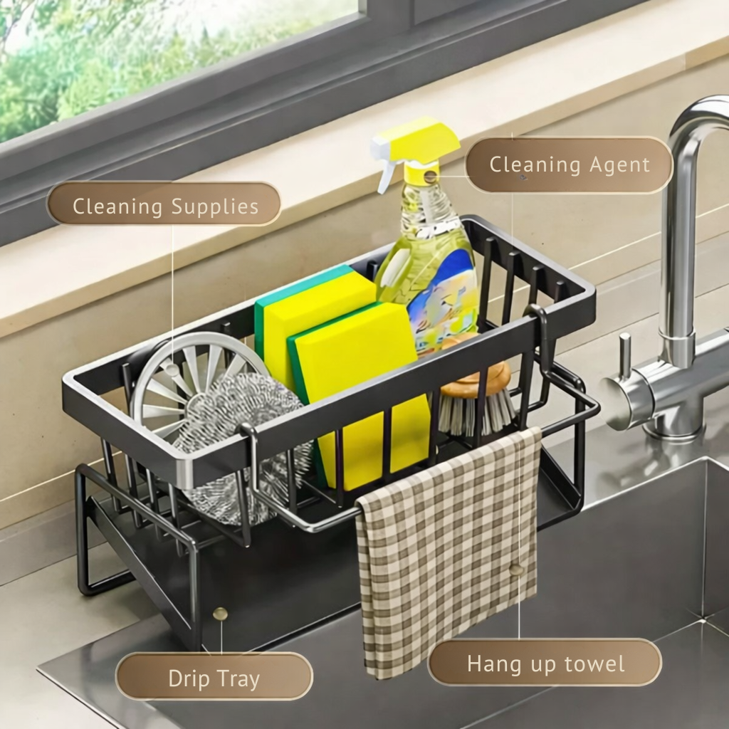 Kitchen Sink Caddy | Rustproof | With Towel Bar | AquaRack