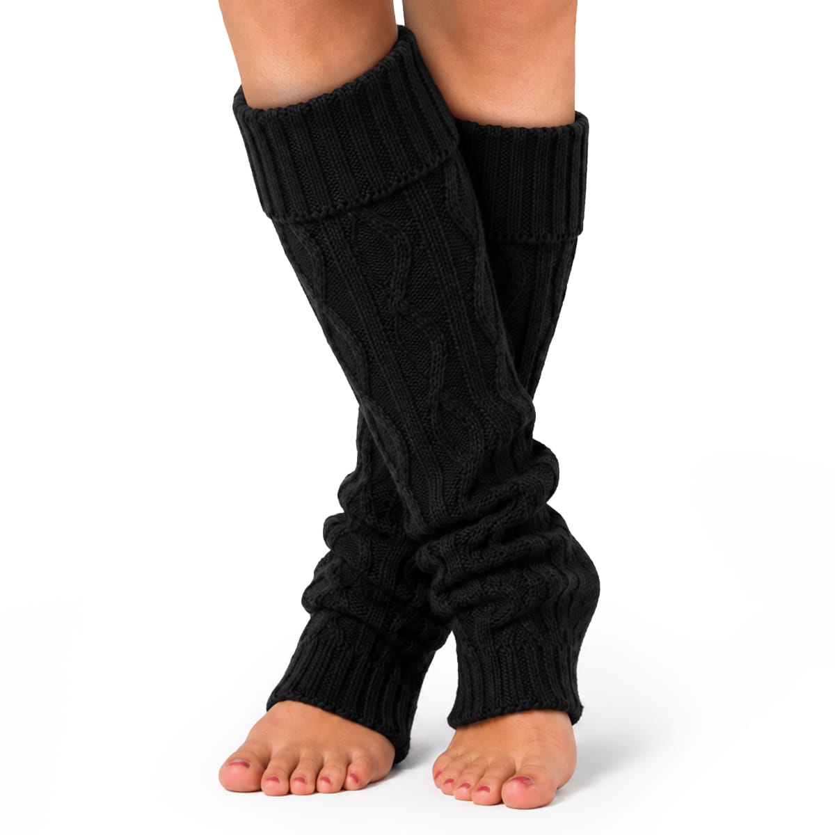 Knitted Leg Warmers | Stretchy Acrylic Fit | Approx. 40 cm Long Leg Warmers for Indoor Wear, Autumn & Winter