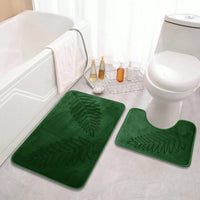 Leaf Embossed Bath Mat Set - Stylish 2-Piece - Plush Comfort