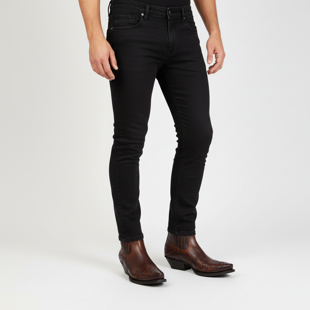Leather Cowboy Ankle Boots