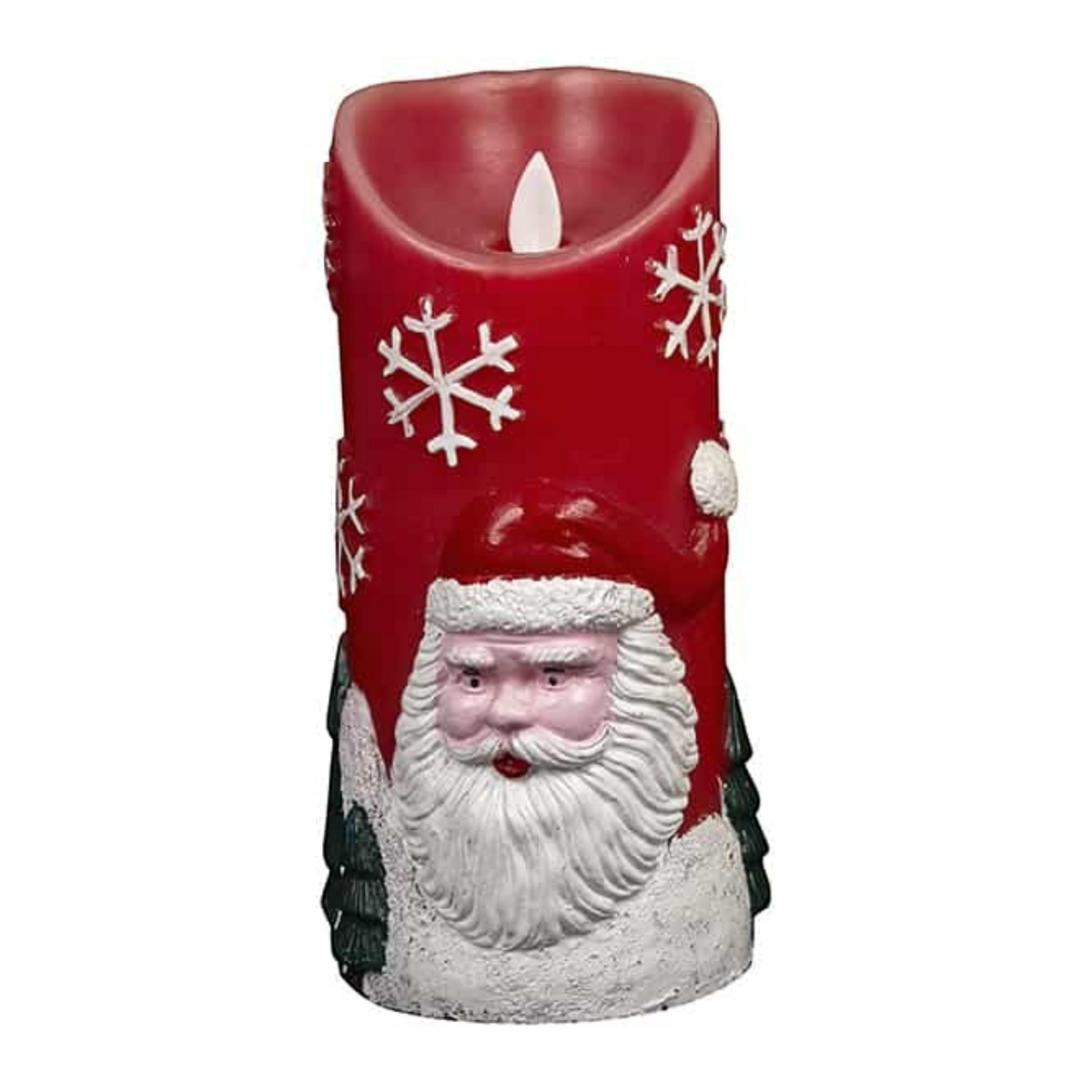 LED Candle with Christmas Motif - Red or White