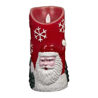 LED Candle with Christmas Motif - Red or White