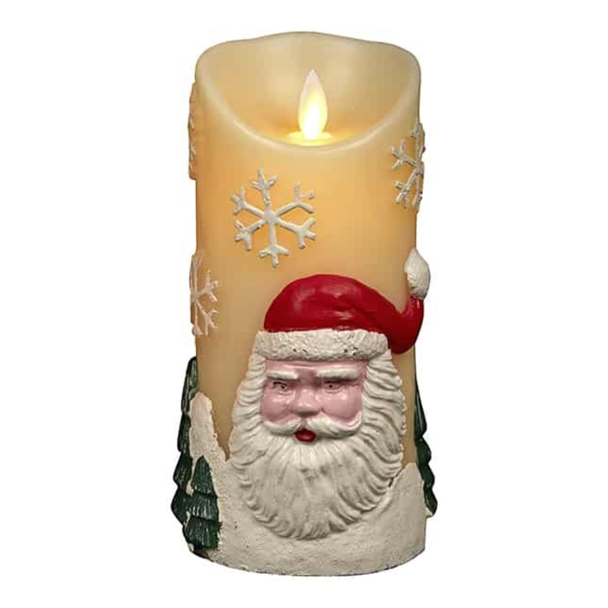 LED Candle with Christmas Motif - Red or White