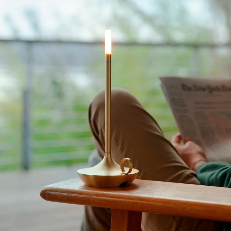 LED Cylinder Table Lamp - Aluminium - Modern Style - Rechargeable - Image 2